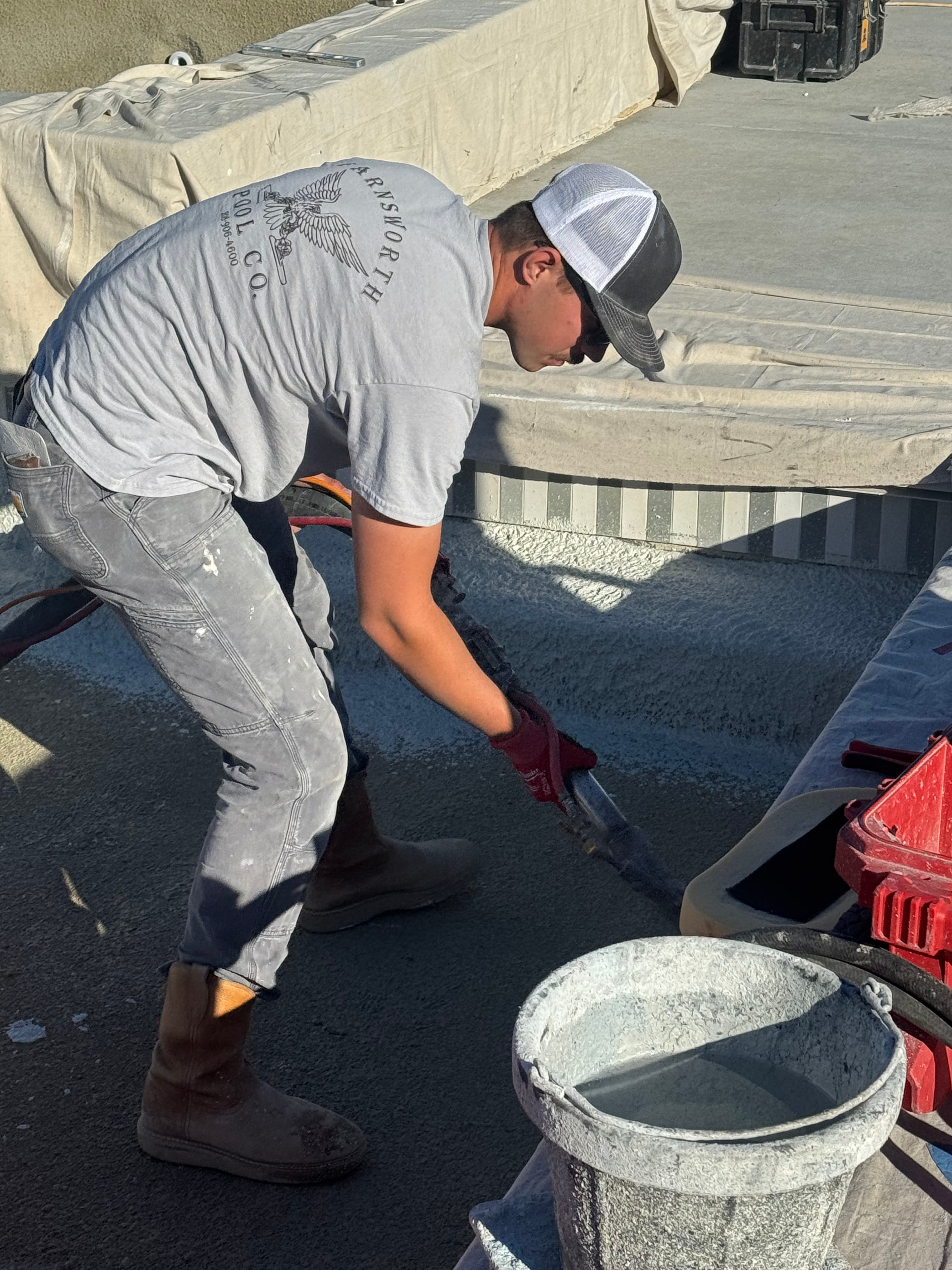 Cael Farnsworth on site running the job