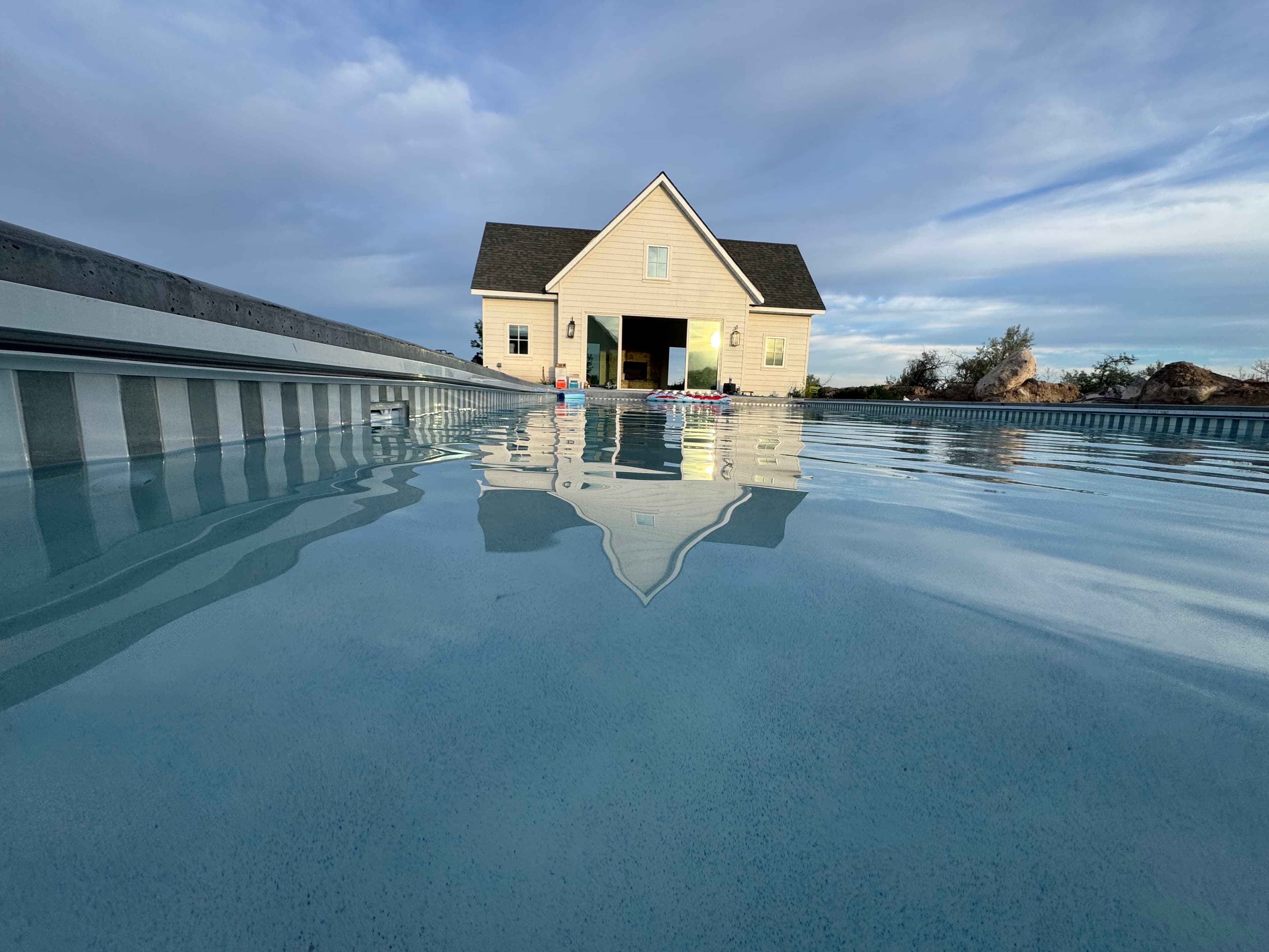Water-level view of finished plaster