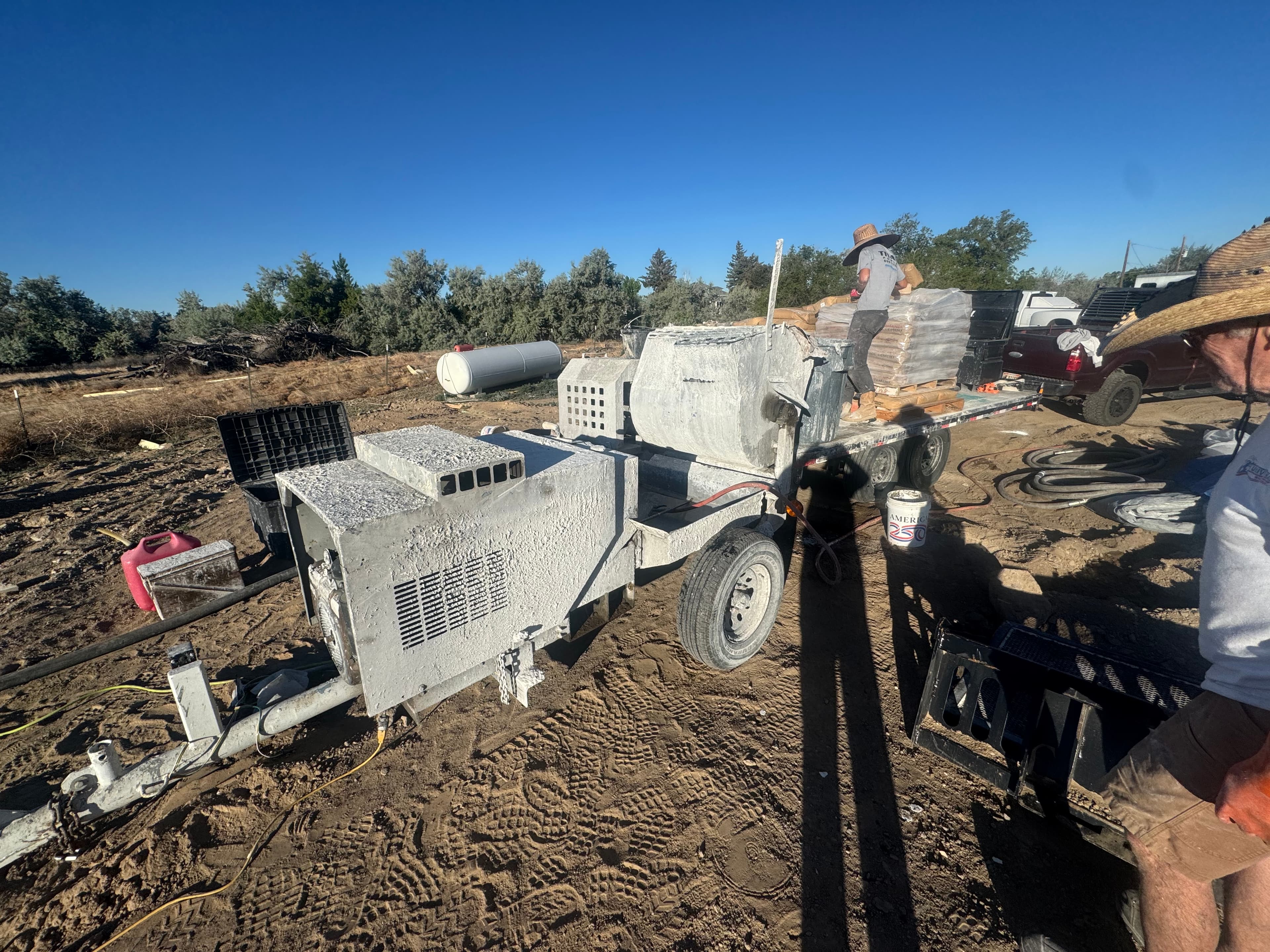 Plaster mixer running on job site