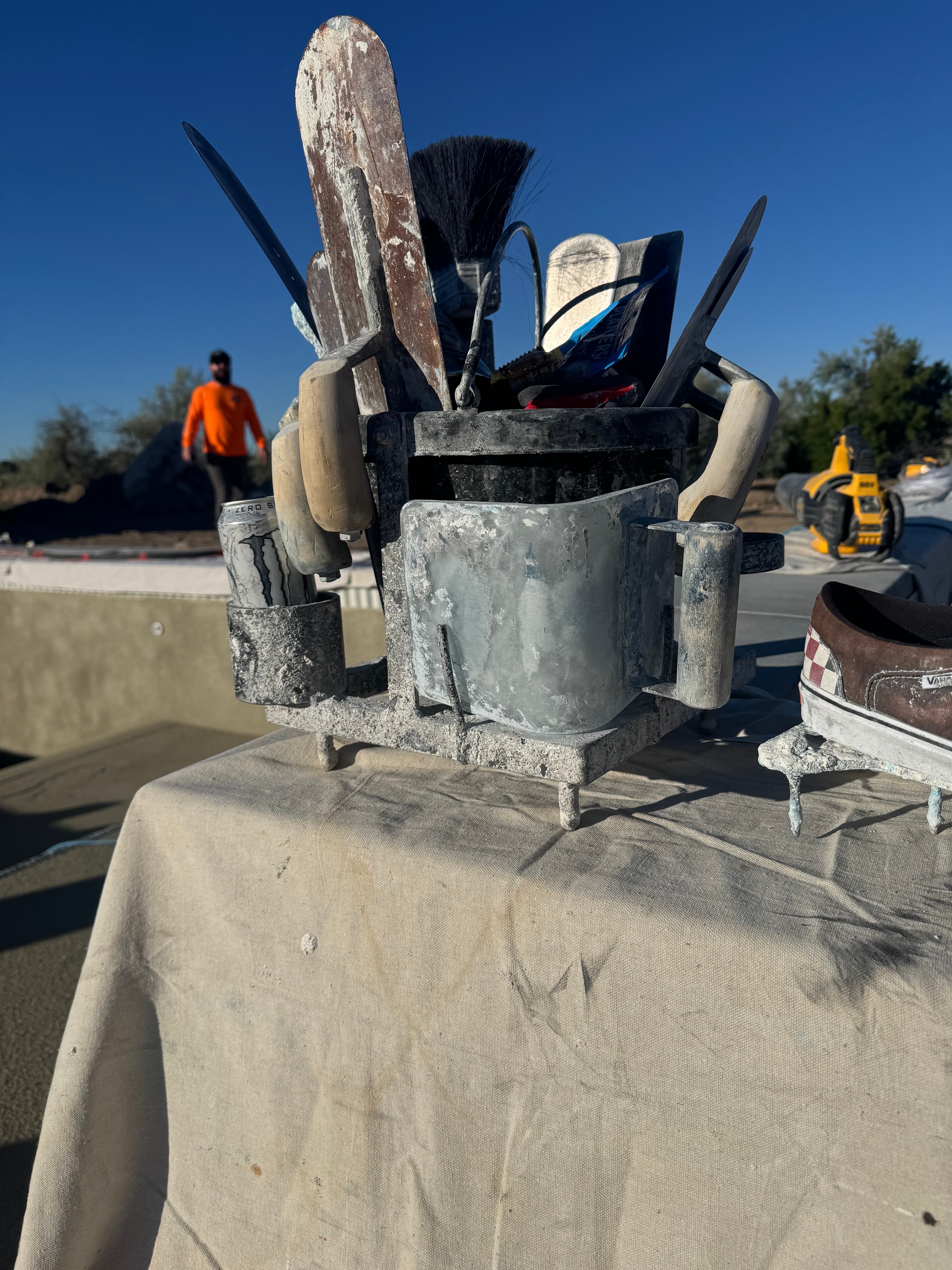 Plastering tools on site